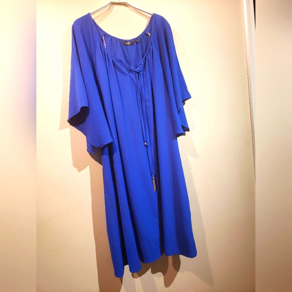Millie Gabrielli Blue Butterfly Sleeve Tasselled Dress